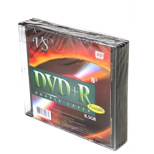 фото Диск dvd+r vs 8.5gb 8x slim case, 5шт