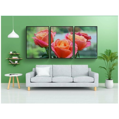 фото Набор модулных постеров для интерьера "розы, букет, цветы" 60x90 см. в тубусе, без рамки lotsprints