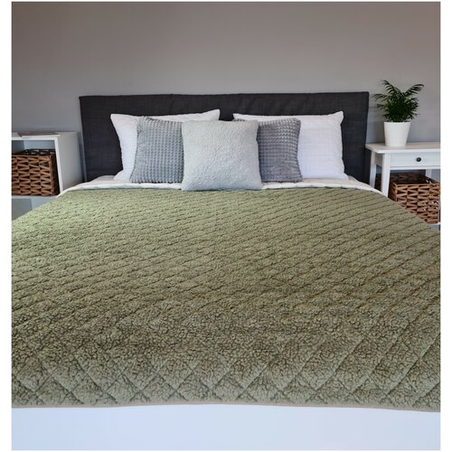 Покрывало 180Х220 стеганое Шерпа LinenWay, оливковое