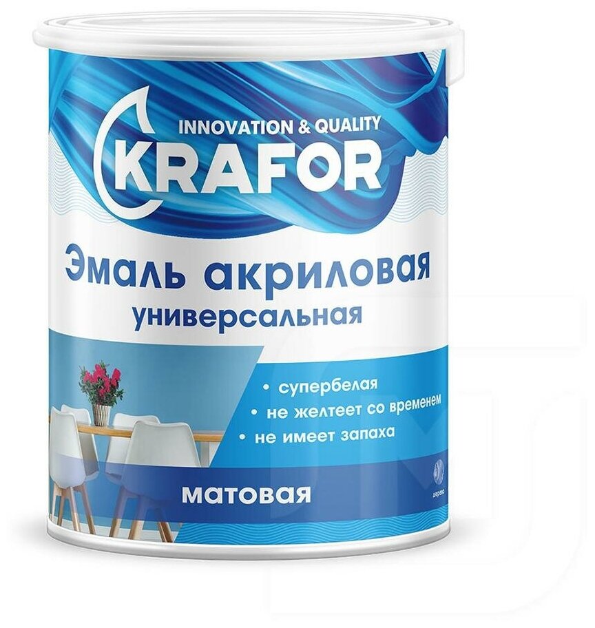 Эмаль акриловая (АК) Krafor универсальная матовая