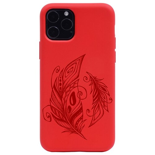 Силиконовый чехол на Apple iPhone 11 Pro / Эпл Айфон 11 Про с рисунком Feather Soft Touch красный силиконовый чехол на apple iphone 11 эпл айфон 11 с рисунком feather soft touch желтый