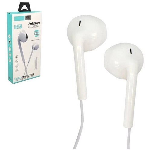 Наушники ANSTY E-003 проводные вкладыши с микрофоном штекер 35 мм для ноутбука планшета телефона MP3 Белые 49900₽