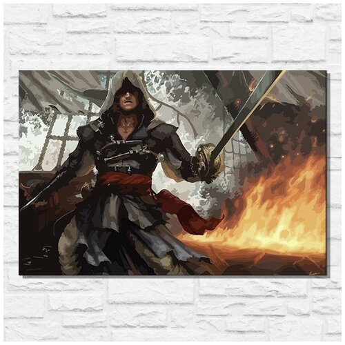 Картина по номерам на холсте игра Assassin's Creed IV Черный Флаг - 11558 Г 60x40