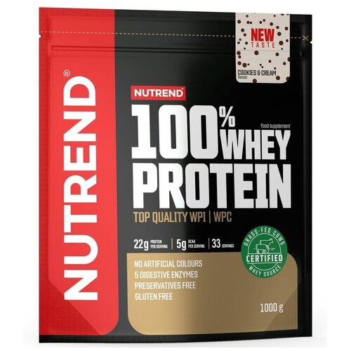 фото Сывороточный протеин nutrend 100% whey protein 1000 г, кремовое печенье