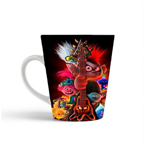 фото Кружка-латте coolpodarok мульфильмы тролли (черный фон)