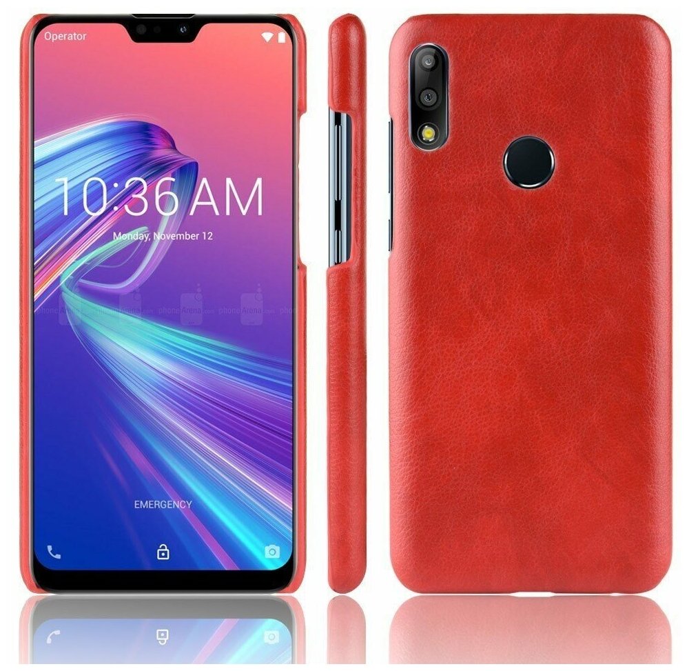 Кожаная накладка-чехол Litchi Texture для Asus Zenfone Max Pro (M2) ZB631KL (красный)