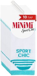 Носки женские MINIMI MINI SPORT CHIC 4302, короткие, с принтом, хлопок, спортивные, летние, Bianco 39-41. Набор - 10 шт