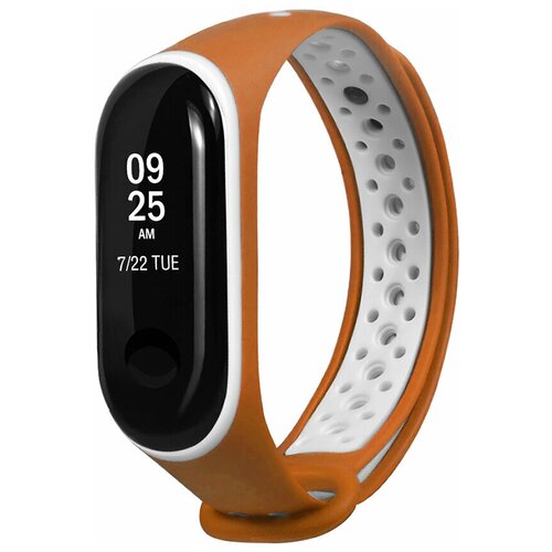 YOHO Ремешок спортивный для Xiaomi Mi Band 3/4. Оранжевый с белым YRS2XMIB3OW