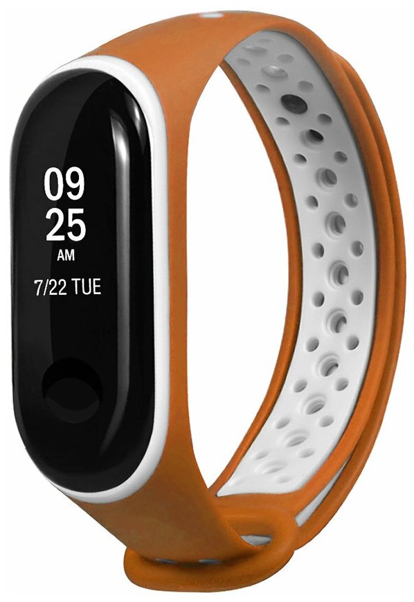 YOHO Ремешок спортивный для Xiaomi Mi Band 3/4. Оранжевый с белым YRS2XMIB3OW