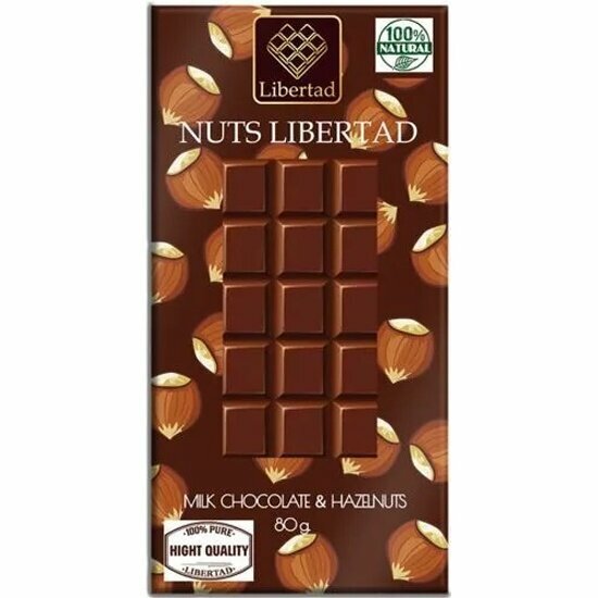 Шоколад молочный Libertad «Nuts » с цельным фундуком 80 г