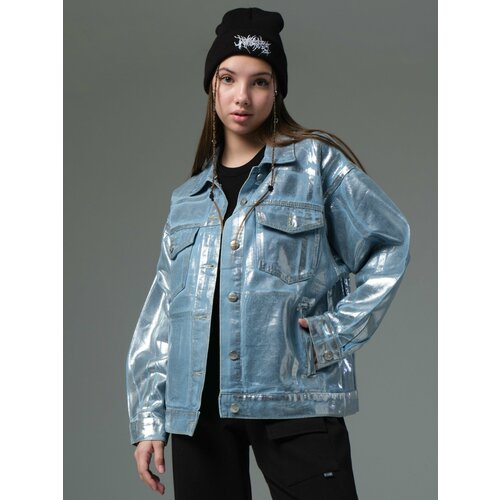 Джинсовая куртка Nota Bene, размер 140-146, серебряный, голубой джинсовая куртка nota bene размер 140 146 серый