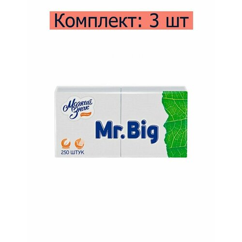 Мягкий знак Салфетки бумажные Mr. Big однослойные, белые, 250 шт 3 упаковки /