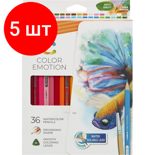 Комплект 5 наб, Карандаши цветные акварельные Deli EC00730 Color Emotion липа 36цв/наб карандаши цветные акварельн 36цв color emotion трехгранные к к подвес deli