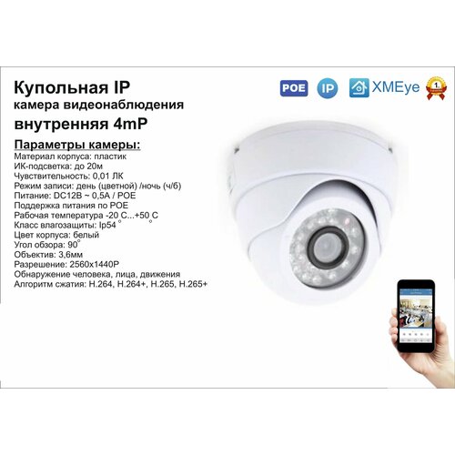 DVW300IP4MPPOE Внутренняя IP камера 4мП с ИК до 20м 2673₽