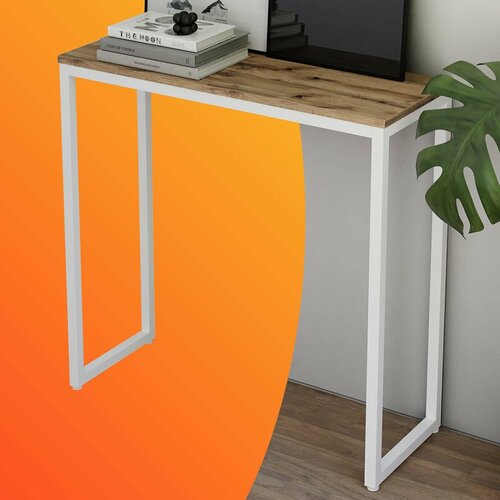 Туалетный столик консольный стол лофт, Белый / Дуб Вотан