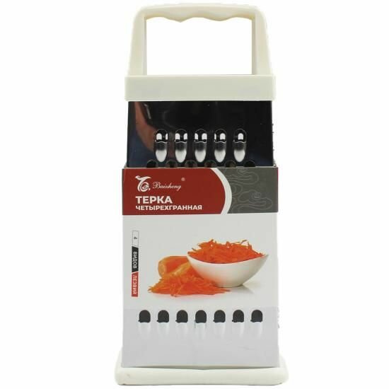 фото Терка нерж сталь 11.5*13.5*25 см шестигранная пласт ручка-шар основание белый Baizheng