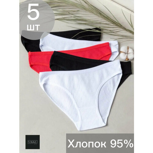 фото Трусы vikki., 5 шт., размер 42-44, красный, белый, черный
