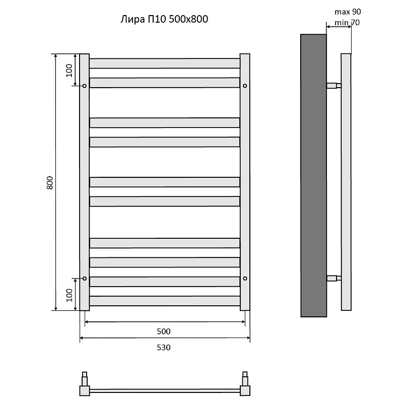 Водяной полотенцесушитель Акватек Лира AQ KP1080BL - фото №14