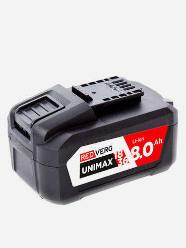 Изображение товара Аккумулятор REDVERG, Li-Ion, 18В, 8 Ач, для платформы Юнимакс, слайдер, 1 шт.