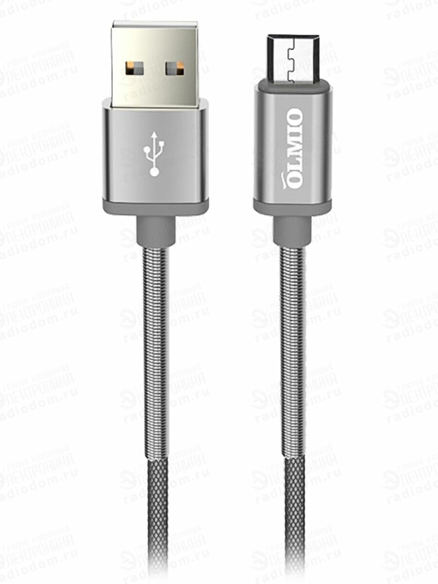 Кабель USB А - micro USB серый 1,2 м HD OLMIO