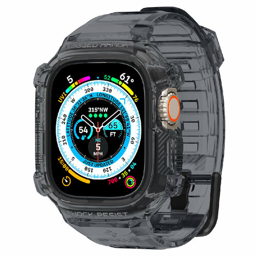 Чехол с ремешком SPIGEN для Apple Watch Ultra (49 mm) - Rugged Armor Pro - Прозрачный/Затемненный - ACS06028