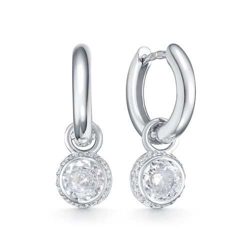 Серьги двусторонние трансформеры Zlato серебро 925 проба родирование фианит размер 8 мм длина 23 см серебристый черный белый 4331₽