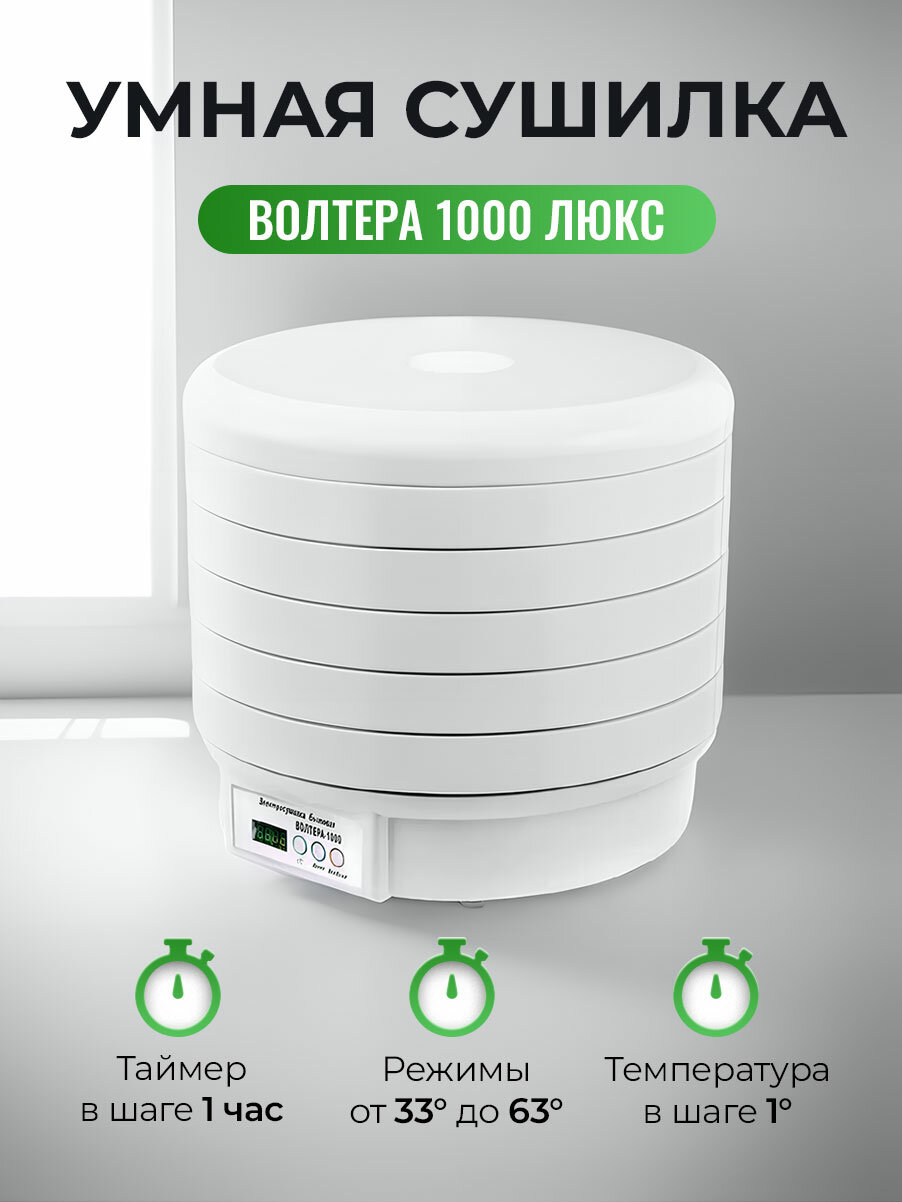 Сушилка ВолТера 1000 Люкс  с таймером и электронным блоком управления   белый