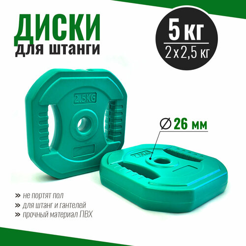 Диски для штанги ProRun пластиковые 2 x 25 кг 100-5037 зеленый 790₽