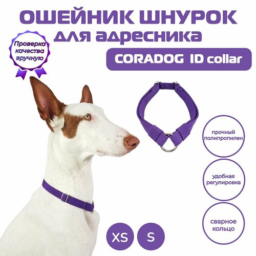 Ошейник шнурок для адресника, CORADOG ID collar, размер XS, фиолетовый