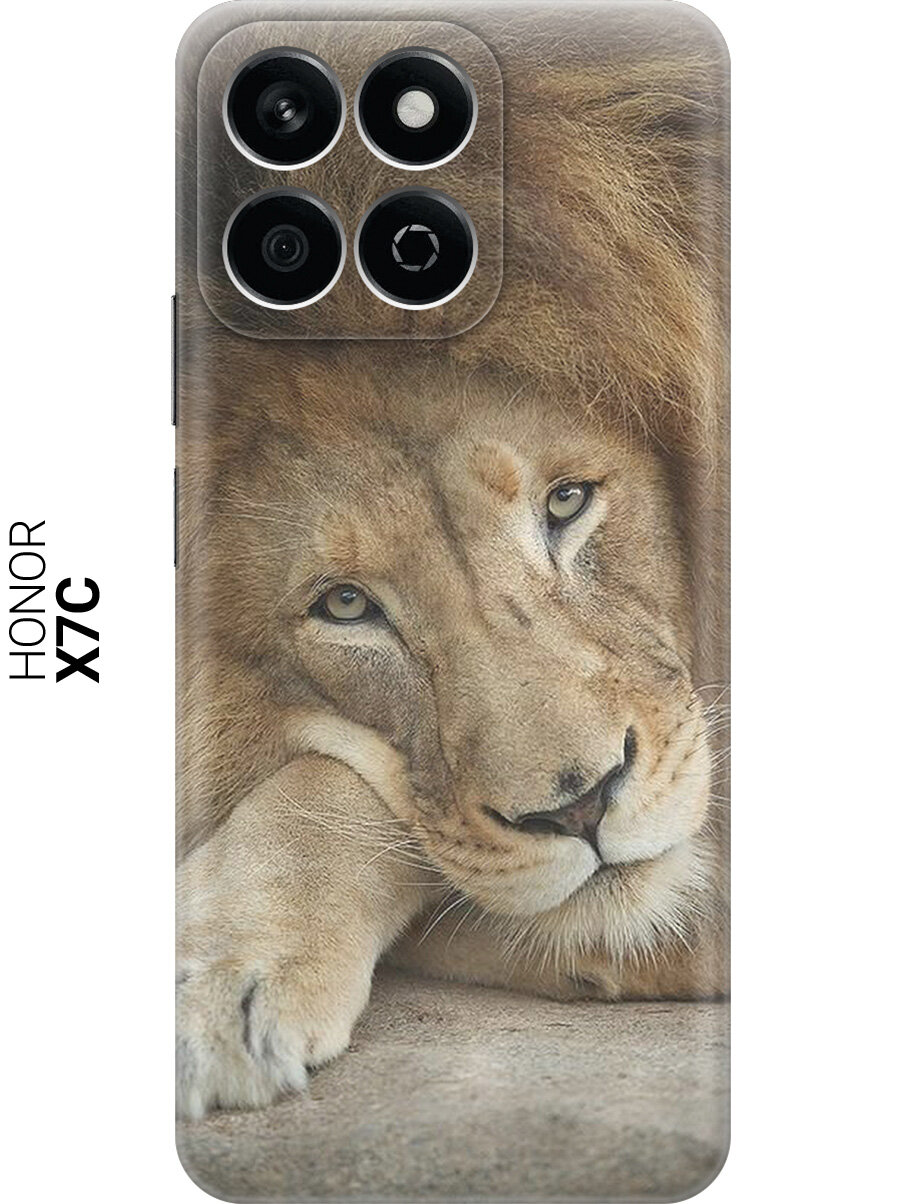 Силиконовый чехол на Honor X7C с принтом "Спокойный лев"