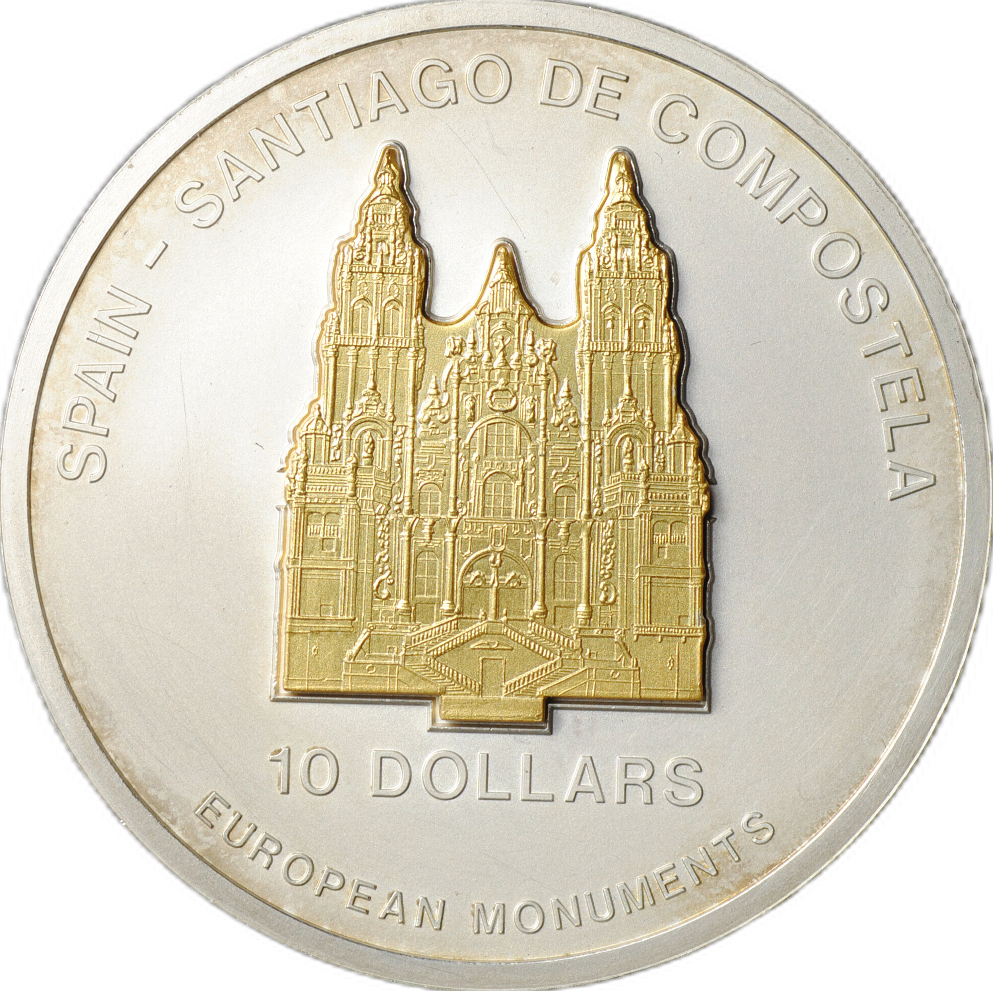 Монета 10 долларов 2006 Собор Святого Иакова в Сантьяго де Компостела Науру