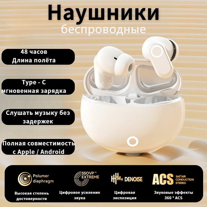 Наушники, беспроводные, сенсорные, с дисплеем, шумоподавление, прозрачные