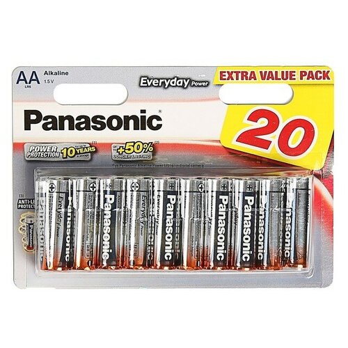 Батарейка алкалиновая Panasonic Everyday Power, AA, LR6-20BL, 1.5В, блистер, 20 шт.