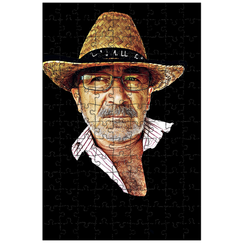 фото Магнитный пазл 27x18см."человек, портрет, соломенная шляпа" на холодильник lotsprints