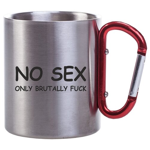 фото Металлическая кружка с карабином no sex drabs