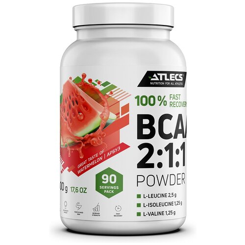 Atlecs BCAA 2.1.1, 500 g. (арбуз) atlecs bcaa 2 1 1 500 g арбуз