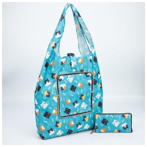 фото Сумка хозяйственная складная, отдел на кнопке, цвет бирюзовый./в упаковке шт: 1 noname