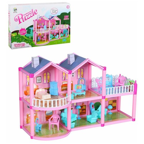 фото Игровой набор "кукольный домик" с мебелью, дом для кукол, домик принцессы, комплект мебели для кукол, подарки для детей, игрушки для детей, игрушки для девочек, цвет розовый, в/к 36х7х26 см компания друзей