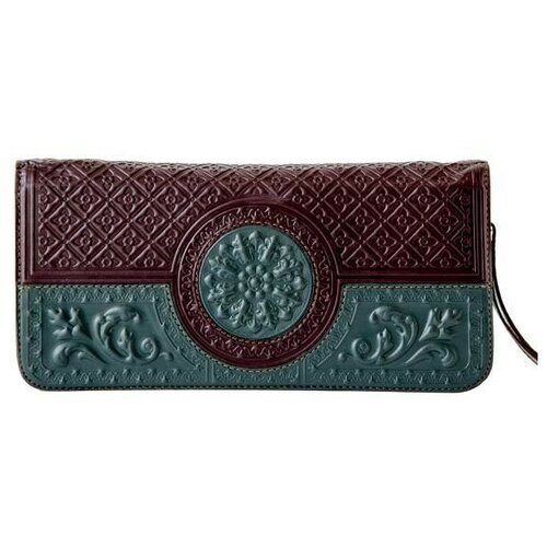 фото Женский кожаный кошелек makey «венеция» 046-08-41 коричнево-зеленый