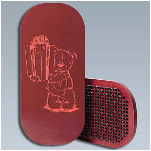 фото Доска с гвоздями садху для йоги / овал / игрушка мишка тедди - 1694 / красная чакра