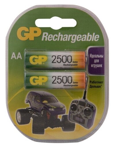 Аккумуляторы GP Rechargeable 2500 mAh NiMH AA 1,2V (2 шт)