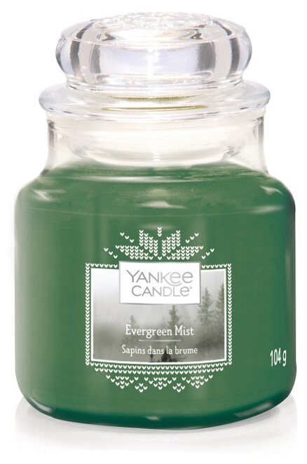 Yankee Candle / Свеча маленькая в стеклянной банке Вечнозеленая хвоя Evergreen Mist 104гр / 25-45 часов