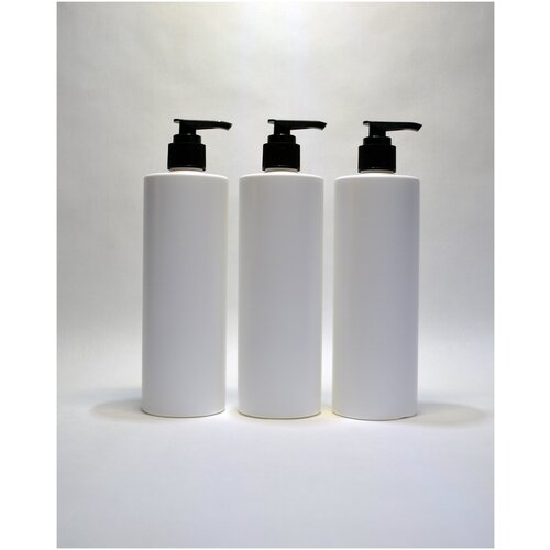 фото Флакон 400 мл. hdpe белого цвета с черным дозатором. емкости для шампуней, гелей для душа, мыла. бутылочки для ванной. дорожный набор. cozy bottles