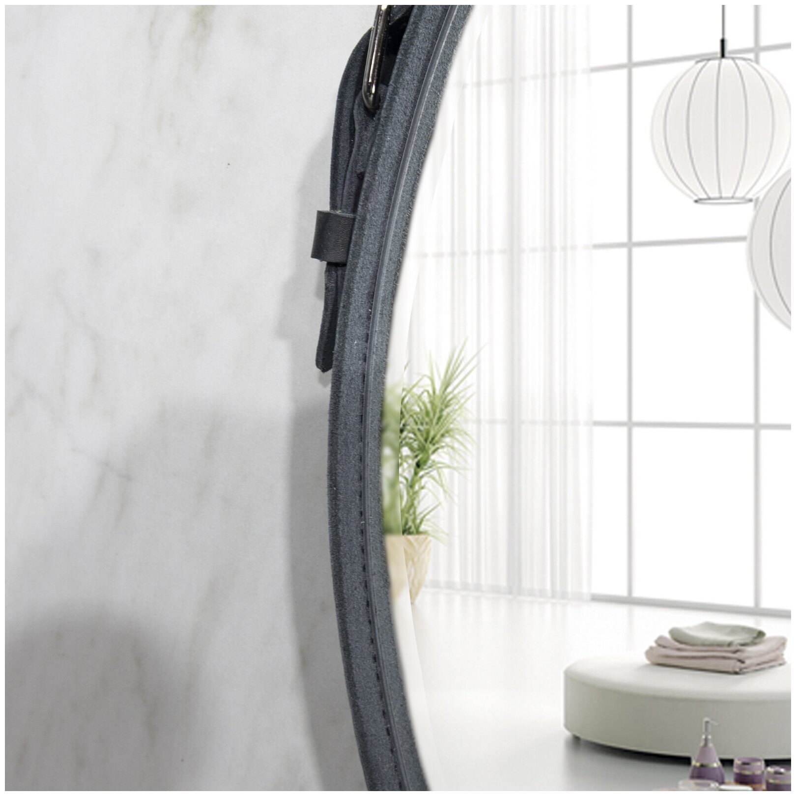 Зеркало La Tezza круглое, ремень натуральная кожа чёрный, 650х650, арт. LT-R6565-lbb - фотография № 4