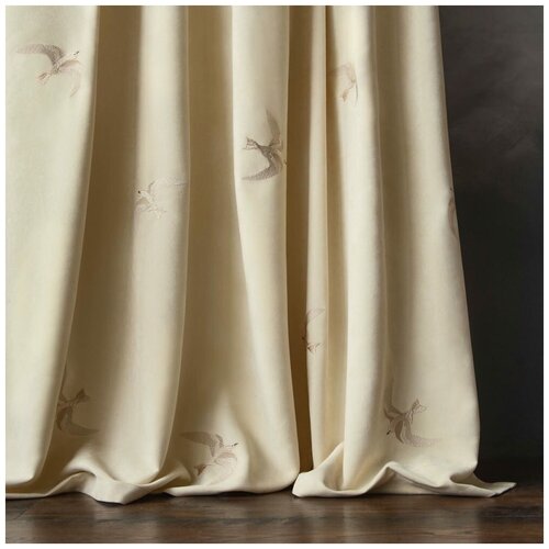 фото Blv комплект штор с вышивкой либерти сливочный