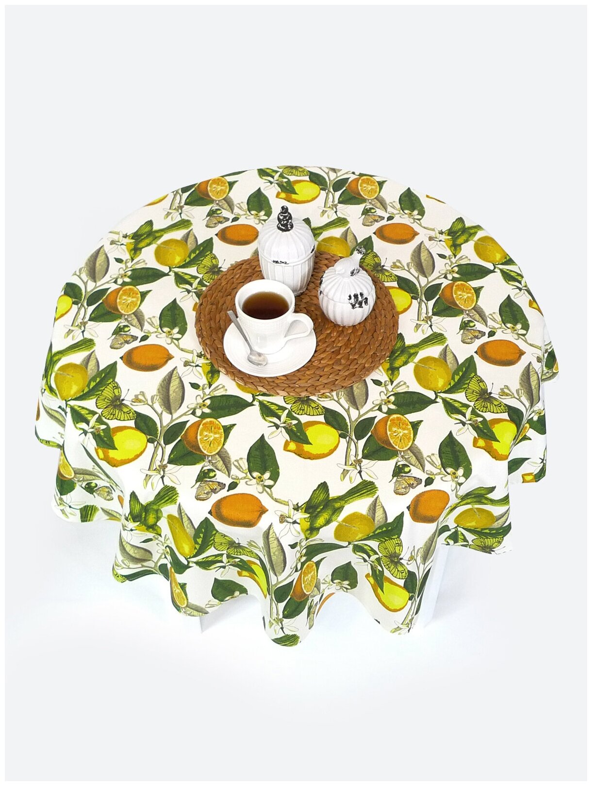 фото Тефлоновая скатерть Maifon Лимоны Сицилия Круг 160