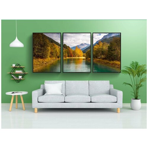 фото Набор модулных постеров для интерьера "горы, поток, падение" 60x90 см. в тубусе, без рамки lotsprints