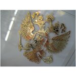 61мм Металлическая наклейка герб России цвет Золото - изображение
