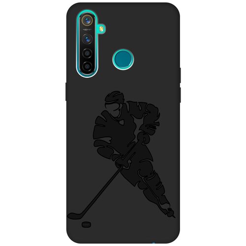 Матовый чехол Hockey для realme 5 Pro / Рилми 5 Про с эффектом блика черный матовый чехол hockey w для realme 5 pro рилми 5 про с 3d эффектом черный