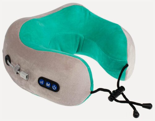 Изображение товара Дорожная подушка-подголовник для шеи с завязками Bradex серо-зелёная, KZ 0558